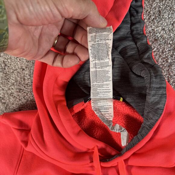 Under Armour Hoodie Medium ColdGear Fleece Big Logo Pullover 1273628 Athleisure - Picture 7 of 13